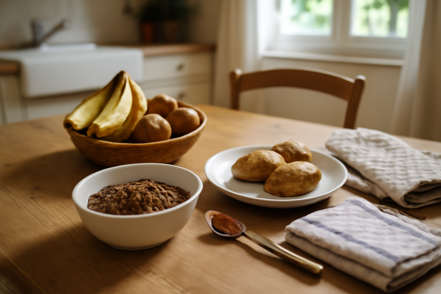 aliments riches en potassium sur une table : légumes, légumineuses et fruits frais