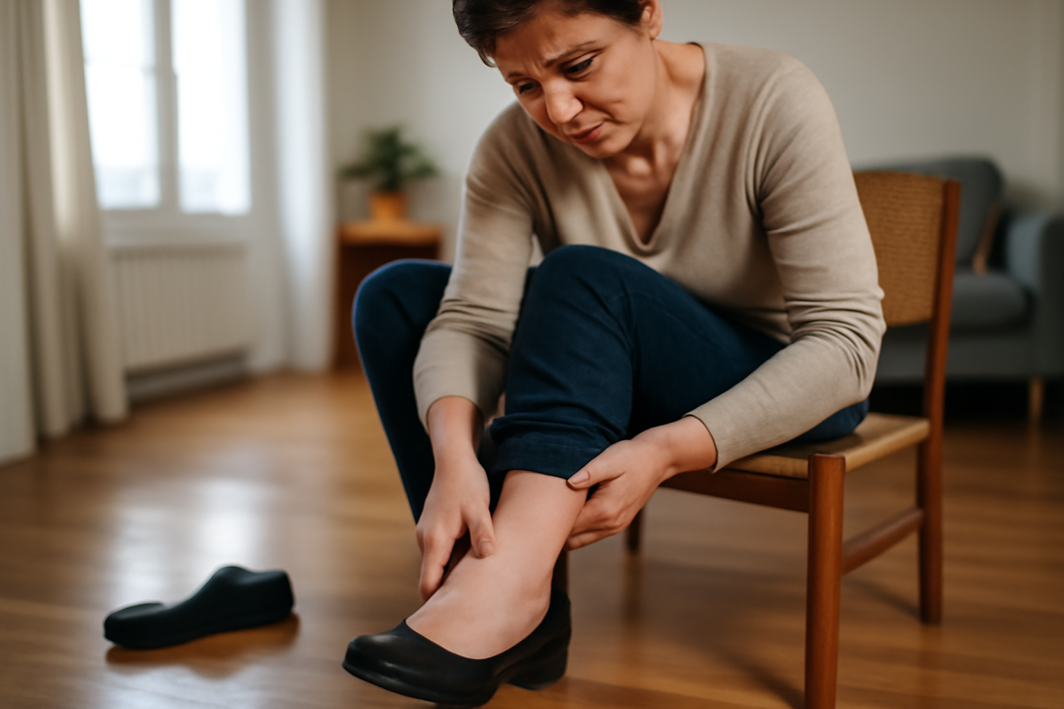 dessus du pied douloureux après chaussage serré