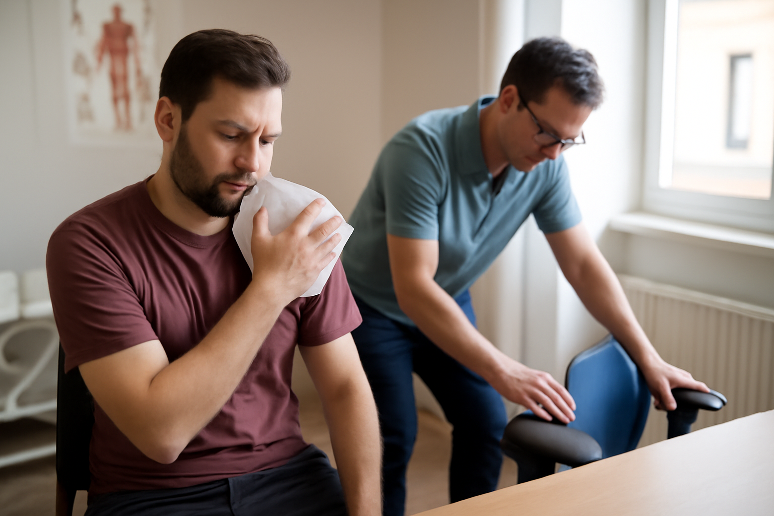 Douleur omoplate gauche : posture et tension musculaire près de l’omoplate sur une photo réaliste