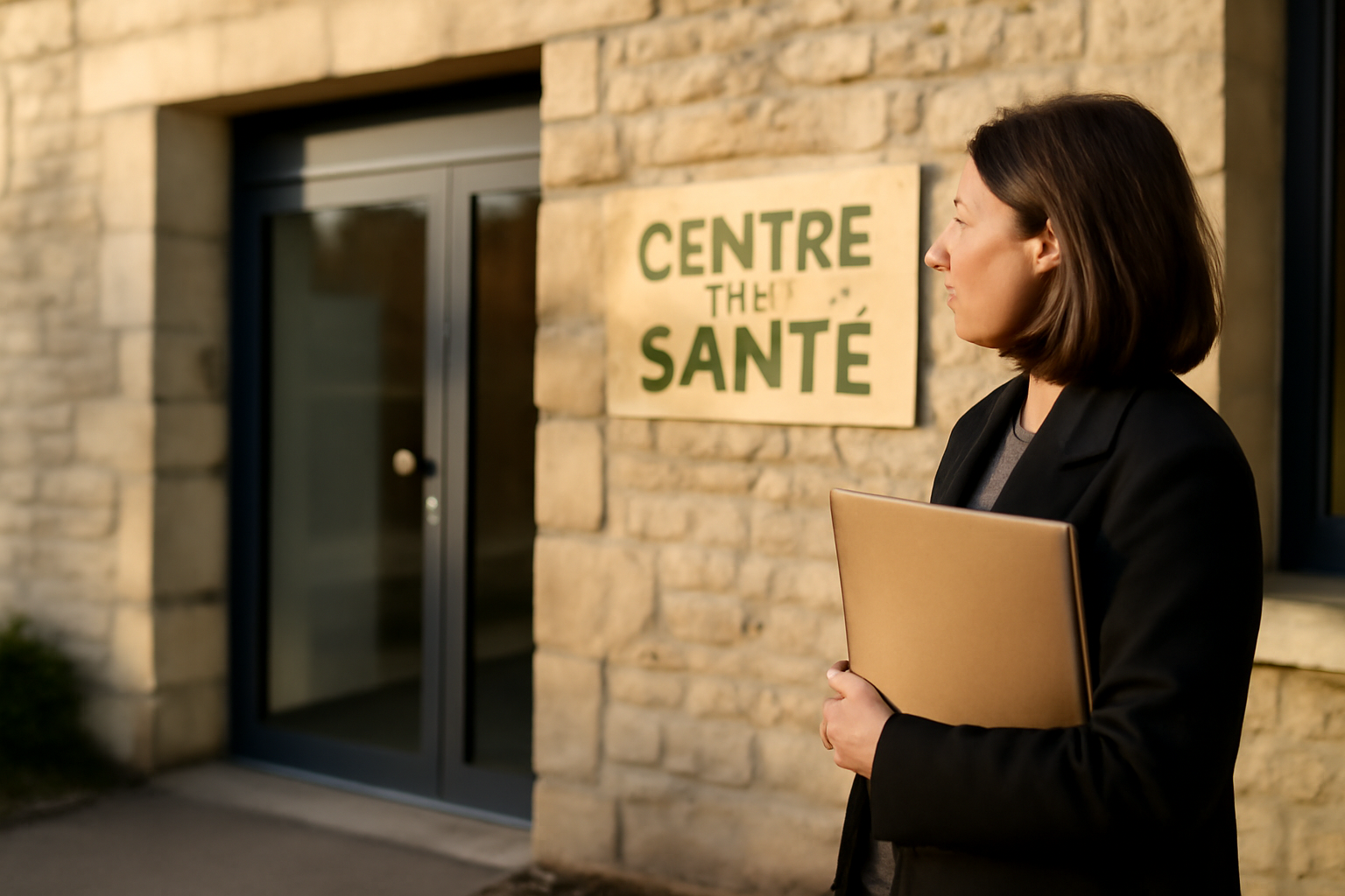 Entrée de la polyclinique cholet à Cholet (Maine-et-Loire) avec signalétique et accueil