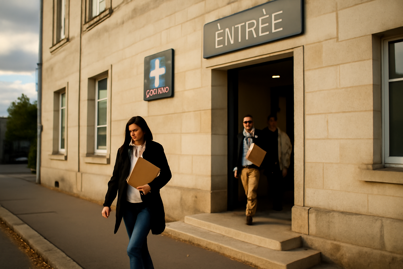 Entrée de la polyclinique à Rennes, bâtiment de soins et signalétique