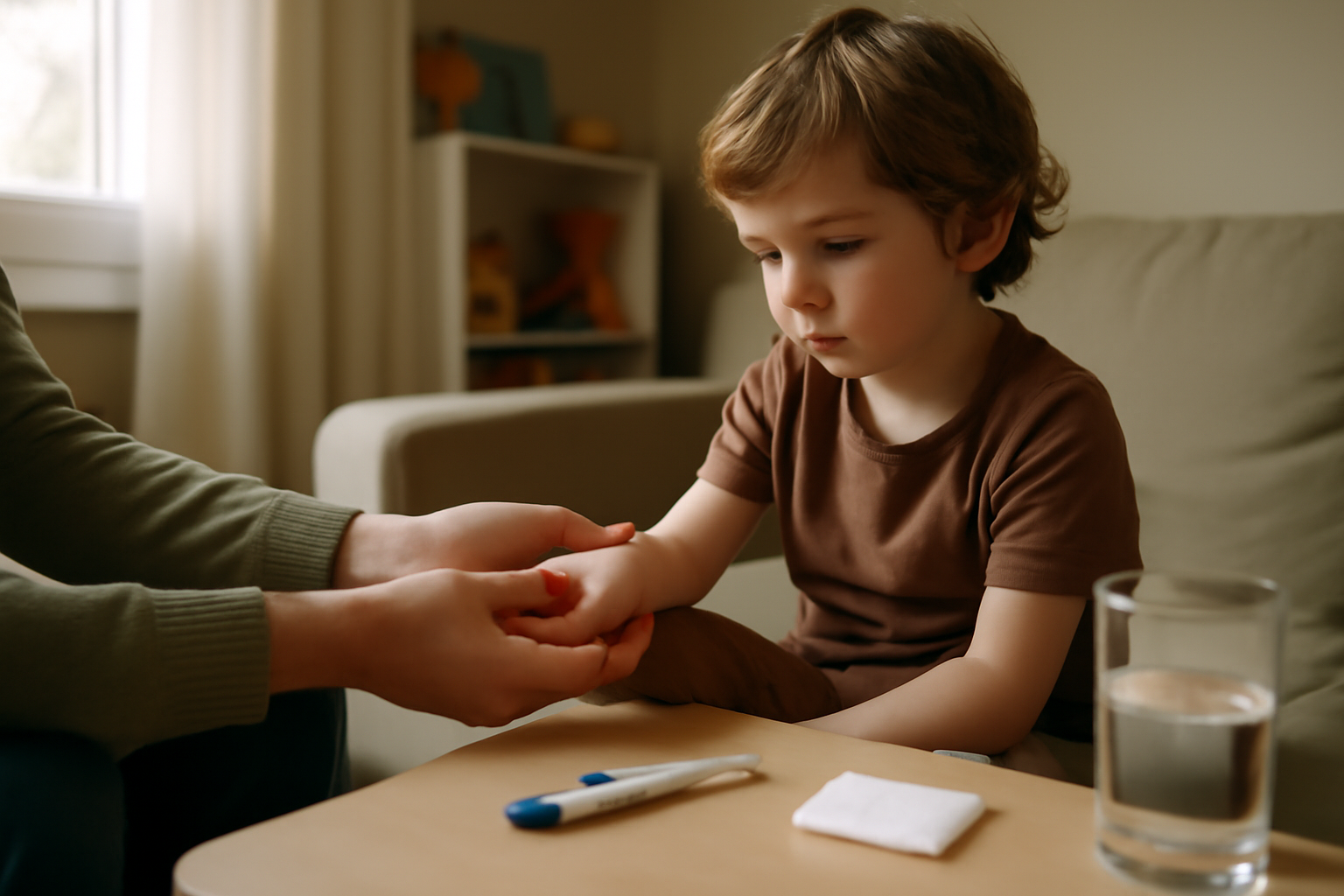 syndrome pied main bouche : vésicules dans la bouche et éruption sur les mains d’un enfant