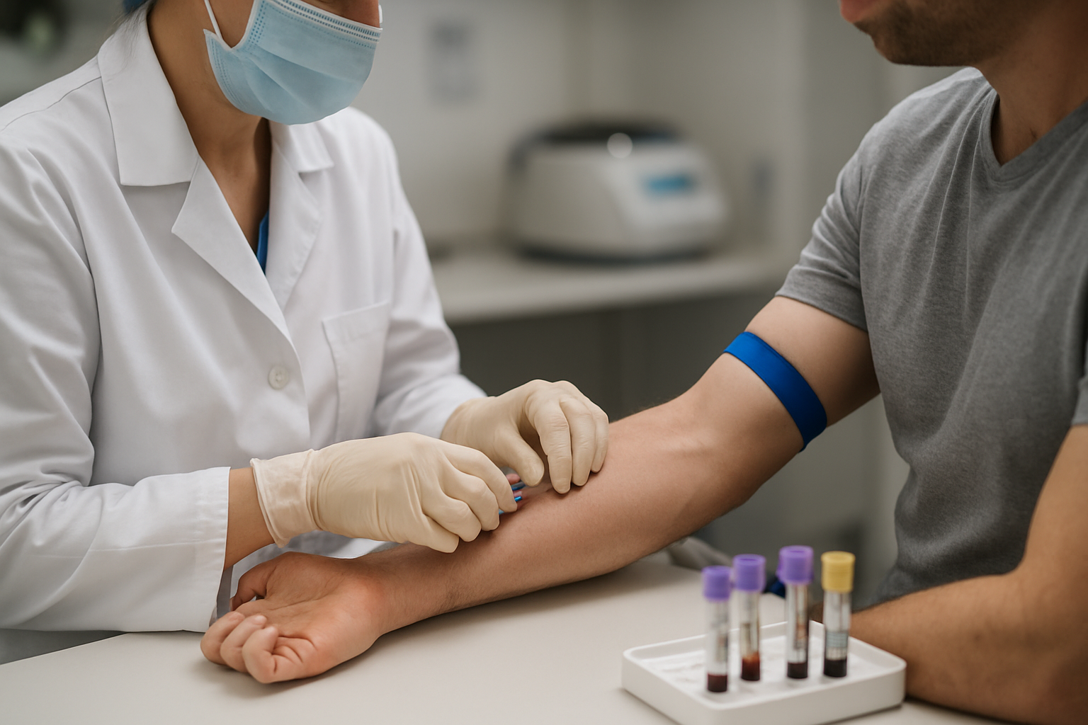 Prélèvement sanguin en laboratoire pour déterminer le groupe ABO et le facteur Rh