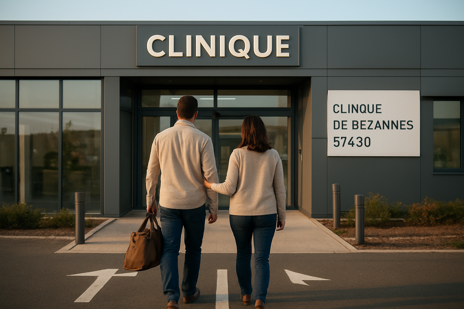 Entrée de la clinique à Bezannes, 89 rue Louis Victor de Broglie