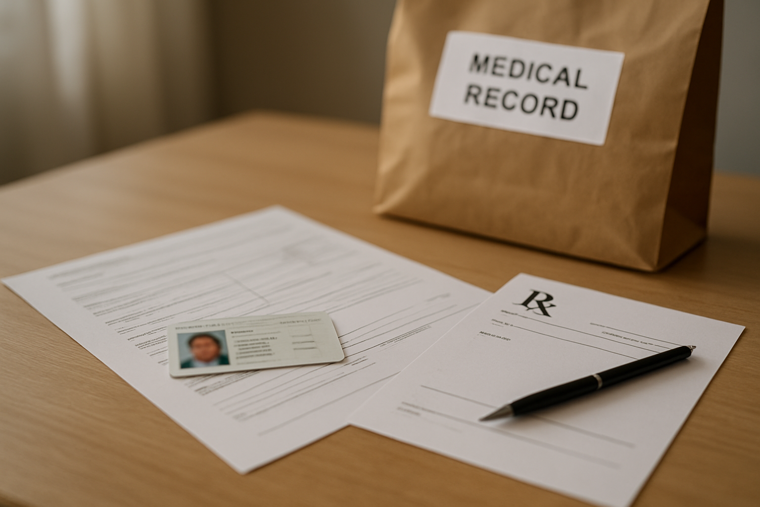 Documents médicaux et pièce d’identité préparés avant une consultation à la clinique de Bezannes
